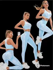 Yoga set Size Medium Padded Sports Bra High Rise new Blue Leggings