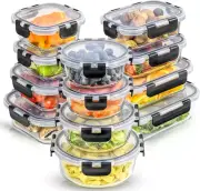 Food Storage Containers 12 Airtight Box & Lid Glass Meal Prep Storage Leakproof