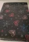 Holiday Table Runner Black/ Snowflakes / Hearts Multicolored New 13x120