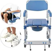 Z&y GLAa Transport Toilet Commode Bathroom Wheelchair Bedside Adjustable Folding Portable Mobile Toilet Comfortable Durable