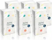 Pocket Tissues Tissue Paper 3ply Thickness Soft Pocket Paper Tissue Mini Facial Tissue for Blowing Noses Wiping Mouths Cleaning Makeup Home Travel Essential 10cm x 5cm x 2.5cm White (Pack of 6)