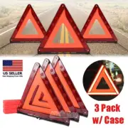 3x Warning Triangle Emergency Safety Reflective Sign Road Roadside Car Truck Kit