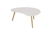 6IXTY Art Curved Modern Scandinavian Wooden Coffee Table - White