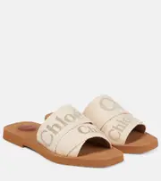 [Chloe] Chloé Woody canvas slides AU 7 beige