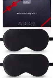 Silk Sleep Mask 2 Pack Mulberry Silk Eye Mask with Adjustable Strap Sleeping Aid
