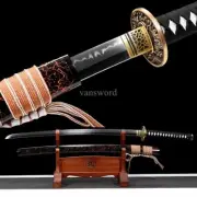 Japanese Katana T10 Steel Clay Tempered Real Hamon Brass Tsuba Samurai Sword NEW