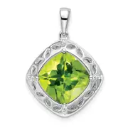 Sterling Silver Peridot and Real Diamond Pendant