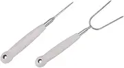2pcs Stainless Steel BBQ Fork Portable Barbecue Tools with Single Double Forks for Camping and Outdoor Grilling Durable Barbecue Needles for Backyard Cookouts