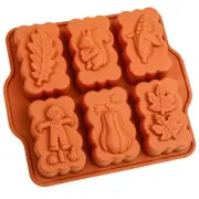 Silicone Harvest Mini Loaf Pan, Fall Rectangular Silicone Mold 6-Cavity Autum...