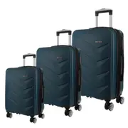 3pc Pierre Cardin Hard-Shell Suitcase Cabin Travel Luggage Set Teal