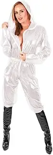 [EGEN] Sissy Gothic Sexy Clear PVC Zip Hooded Jumpsuit Long Sleeve Rompers Waterproof Baggy Pants One Piece Cosplay Costume Fetish 7XL (6X-Large,White,6X-Large)