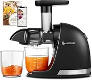 Cold Press Juicer Machines for Fruits and Vegetables, AMZCHEF Electric Slow Masticating Juicer,High Juice Yield, Easy to Clean, BPA Free Juice Extractor with 2 Cups and Brush, Black