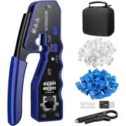 RJ45 Crimping Tool Kit, Through-Hole Network Cable Crimper with Mini Wire...