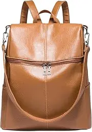 [Suesoso] Women's Multi-Functional Pu Backpack Ladies Rucksack Bag for School 27X12X31Cm Brown