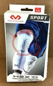 McDavid Sport HEX Tech Padded Protective Leg Sleeves 1 Pair S/M White - D19