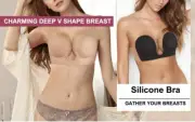 2 Pack Plunge Strapless Push Up Bra Backless Adhesive Invisible Nipple Cover - A
