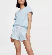 NEW PETER ALEXANDER BABY BLUE GINGHAM TOP & SHORTS PJ SET XL RRP$109.90