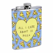 Pizza Love Em8 Flask 8oz Stainless Steel Hip Drinking Whiskey