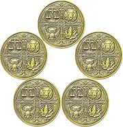 Cardinal Virtues Coin Four Virtues Stoic Coin Stoicism Medallion Reminder Token - Celebrating Justice, Courage, Wisdom, and Temperance (Pack of 5)