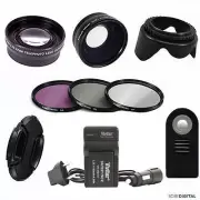 WIDE ANGLE LENS + ZOOM LENS + REMOTE + LP-E17 + CHARGER FOR CANON EOS REBEL T7I