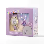 Tikkers Time Unicorn Watch with Straps, Purse & Wallet Gift Set - Purple