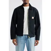 Carhartt Work In Progress Detroit Organic Cotton Canvas Jacket in Black /Black (Stone Canvas) at Nordstrom, Size Medium Black/Black (Stone Canvas)