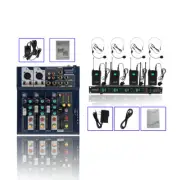 4-Channel Audio Mixer USB Recording Clubs Karaoke Mixing Console UHF Mic System