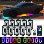10x RGB Dreamcolor LED Underbody Rock Lights Bluetooth APP For Dodge Challenger
