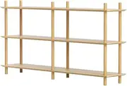 Artiss 3-Tier Bookshelf Bookcase, 160cm Length Display Shelves Storage Stand Rack - Space-Saving Bottom for Living Room/Bedroom/Kitchen/Balcony/Office, Easy Assembly and Maintenance, Pine