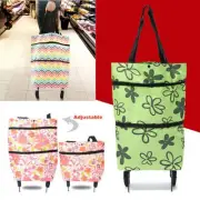 2 In 1 Portable Foldable Shopping Trolley Cart Grocery Luggage Basket with Wheel