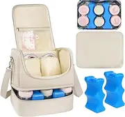 Jaffzora Wearable Breast Pump Bag with Cooler Compartment for Willow/Elvie/Momcozy M5/S12 Pro/Medela, Travel Breast Milk Bag with Ice Bag and Waterproof Mat