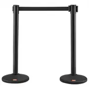 VEVOR Crowd Control Stanchions, 2-Pack Crowd Control Barriers with 6.5FT Black Retractable Belt, Plastic Stanchion Queue Post, Belt Barriers Line Divi