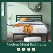 Metal Bed Frame Queen Double King Single Size Black White Options - Zinus Modern
