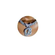 Cuban Link Chain for Women Cursive Silver Initial 14MM Diamond Prong Cuban Ch...