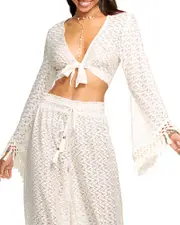 Ramy Brook Elvira Lace Bell Sleeve Cover-Up Top