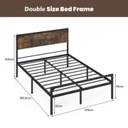 Industrial Metal Bed Frame with Headboard, 9 Legs, 31cm Storage Space