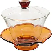 OKUMEYR 1 Set Tureen Teacup Transparent Glass Tea Cup with Lid for Kung Fu Tea Ceremony Elegant Design for Weddings and Chic Three Talents Style