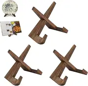 Proxima Direct 3 Pack Cookbook Stand, 6.5" Wooden Recipe Book Holder Plate Picture Frame Stand for Display for Book, Photo, Kitchen Counter