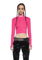 [Dolls Kill] Techno Snob Mock Neck Top - Pink (Brooklyn)