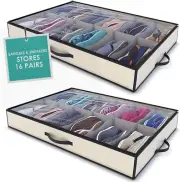 under Bed Shoe Storage Organizer – Set of 2 Large Containers, Each Fit 12 Pairs
