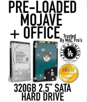 Apple 320GB 2.5 SATA Hard Drive PRE-LOADED macOS MOJAVE + OFFICE Disk MacBook