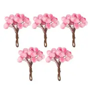 50 Pcs 12mm Artificial Berry Artificial Holly Berries with Wire Stems Pink