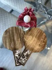 Hand Carved Ping Pong Set With Ball / Wooden / Handmade