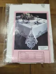 Antique White Tablecloth Amelia Battenburg Lace 72" x 90" Oval Banquet