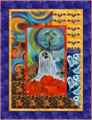 Jumping Jack - 60" X 78" Bittersweet Ghosted Panel Throw Quilt - Top & Binding