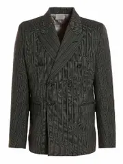 [Vtmnts] Vtmnts-Tonal Double Breasted Tailored Blazer Nero-Uomo L Black