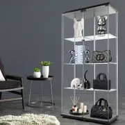Stacked Display Cabinet Tempered Glass Show Case Floor Standing 4 Tier Shelves
