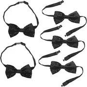 [ULDIGI] 5pcs Bow Decoration Bow Ties for Men Shiny for Banquet Wedding Bow Tie Shiny Adjustable Shiny Bow Tie Adjustable Adjustable Shiny Sequin Black Plastic
