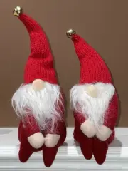 2 - Ganz Gnome Sweet Gnome Red Plush Weighted Knee Hugger w/ Jingle Bell 10"