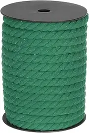 sourcing map Cotton Rope 3 Strand Twisted Braided Rope Cord, Grass Green 23m/25 Yard 10mm Dia for Wall Hanging, Plant Hanger, Knitting, Macrame Knotting